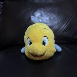 Disney Store Little Mermaid Flounder Plush Stuffed Animal Toy 9” Genuine authent