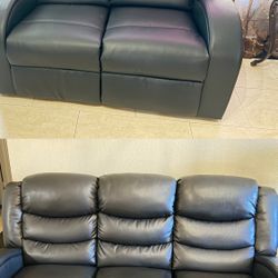 Black leather Couch And Loveseat 