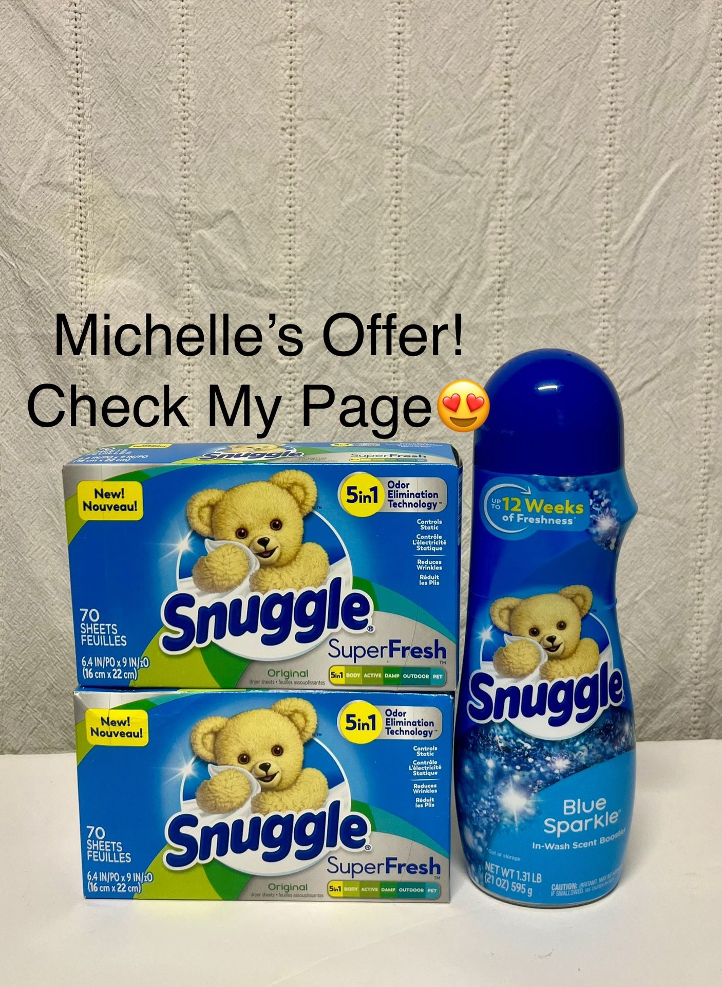 Snuggle Dryer Sheets 70ct/ Snuggle In Wash Booster Set