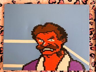 Original Hand-Painted 8-Bit Pixel Art Canvas — 14x18in