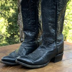 Tony Lama Vintage Cowboy Boots Black Leather.