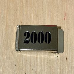“2000” LOGO Ratchet Silver Y2K Belt Buckle w/Extra Part Read Info Below!!  