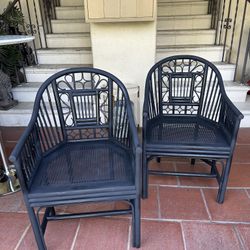Vintage Maitland Smith Rattan Bamboo Cane Accent Chairs $187.00 Each