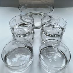 Vintage Romanian Etched Glass Bowls