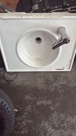 White Bathroom Sink with Faucet