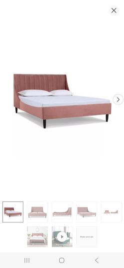Jennifer Taylor Home Aspen Vertical Tufted Modern Headboard Platform Bed Set, King, Ash Rose Pink Velvet