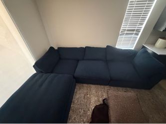 Blue L shape couch cloud couch