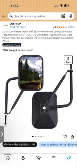 JUSTTOP Jeep Wrangler Door Hinge Side View Mirrors 2-Pack