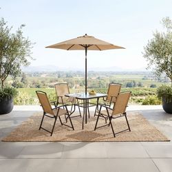 7 Piece Outdoor Patio Dining Set Umbrella Folding Chairs Poolside Entertaining Summer Comedor Exterior Muebles Venta Furniture Sale