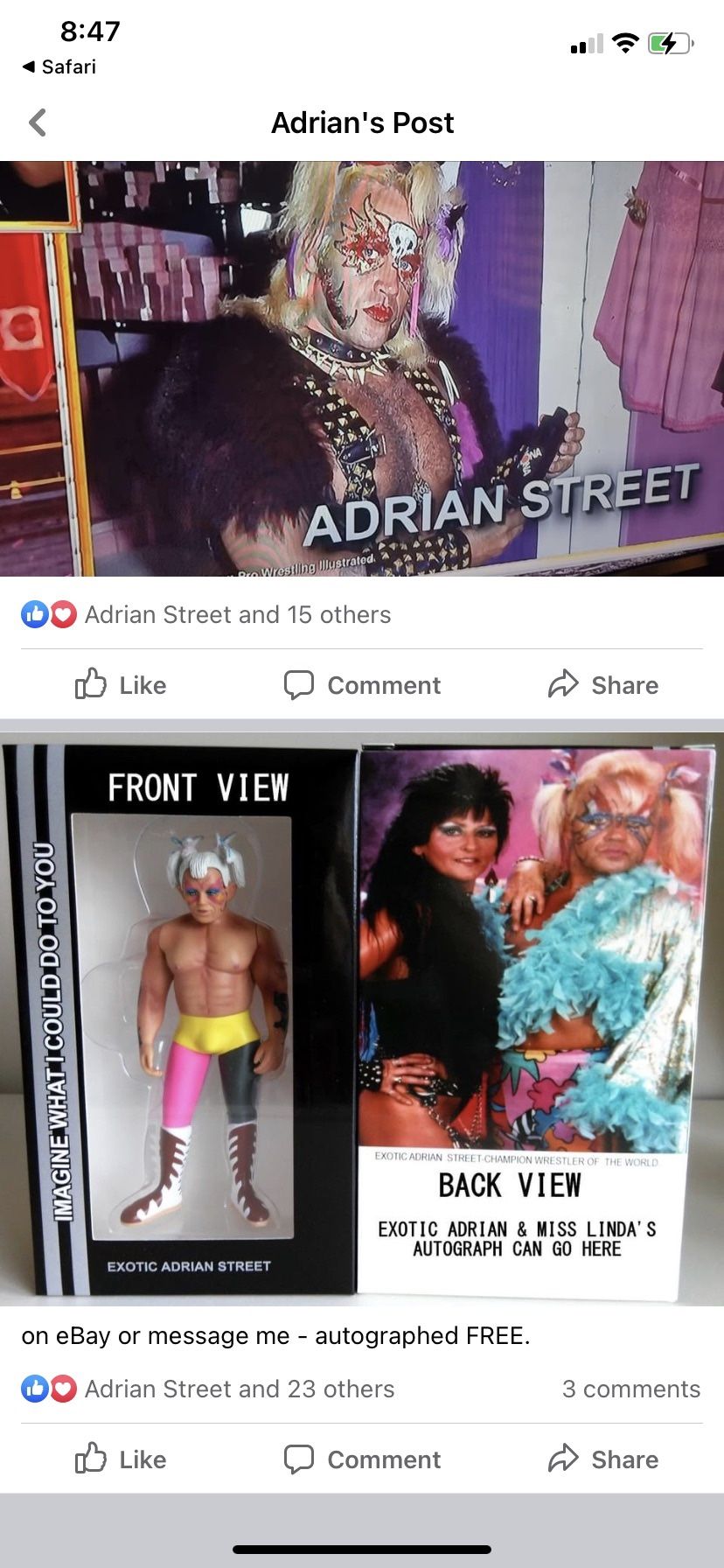 Adrian Street Action Figure Autographed By Him
