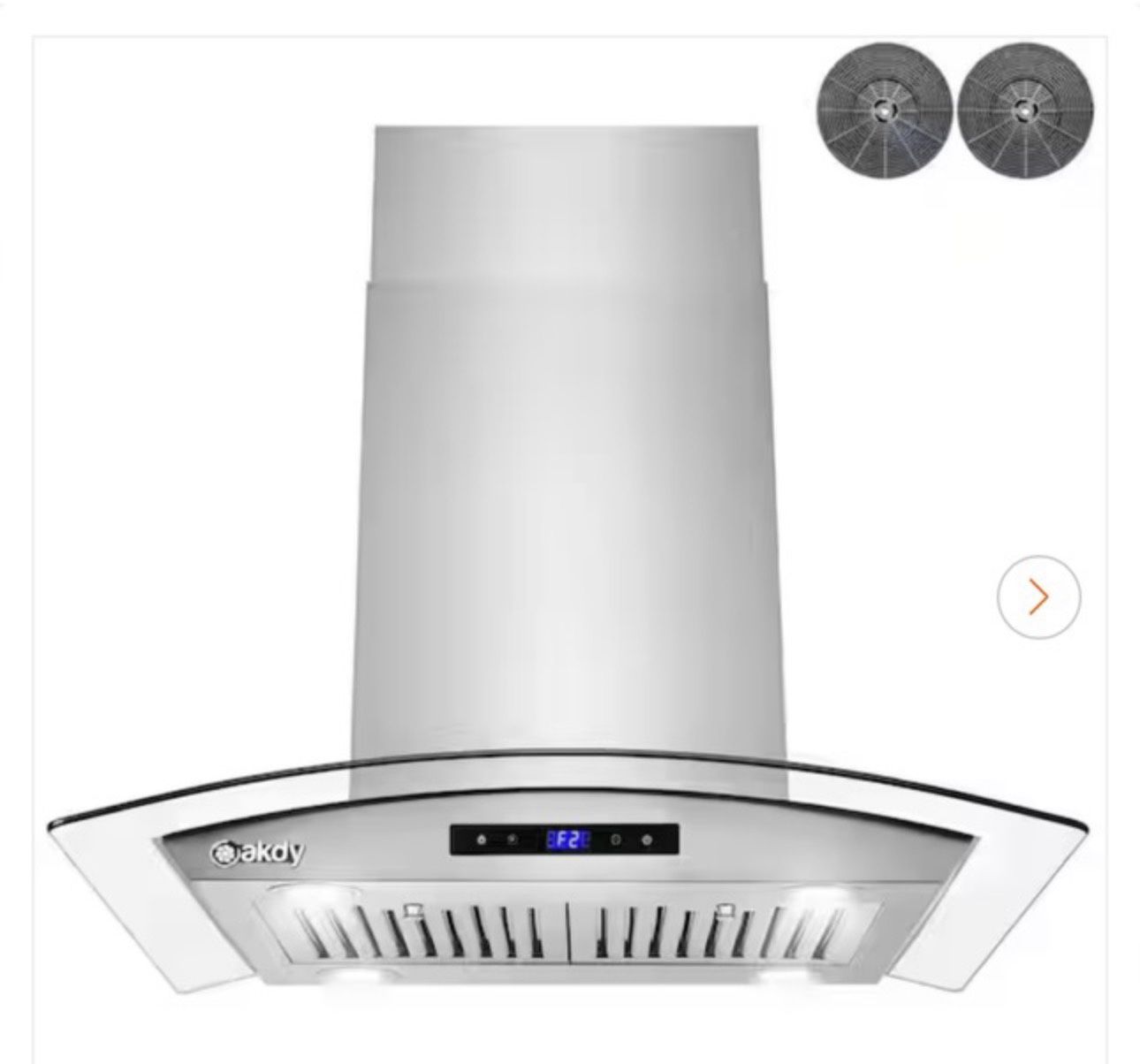 30 in. 343 CFM Convertible Island Mount Range Hood with Tempered Glass and Carbon Filters in Stainless