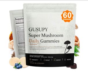 Lions Mane Mushroom Supplement Gummies - All-in-One Daily Mushroom Supplement Gummy, 12 Mushroom Blend Cordyceps, Chaga, Reishi, Herbal Brain Suppleme