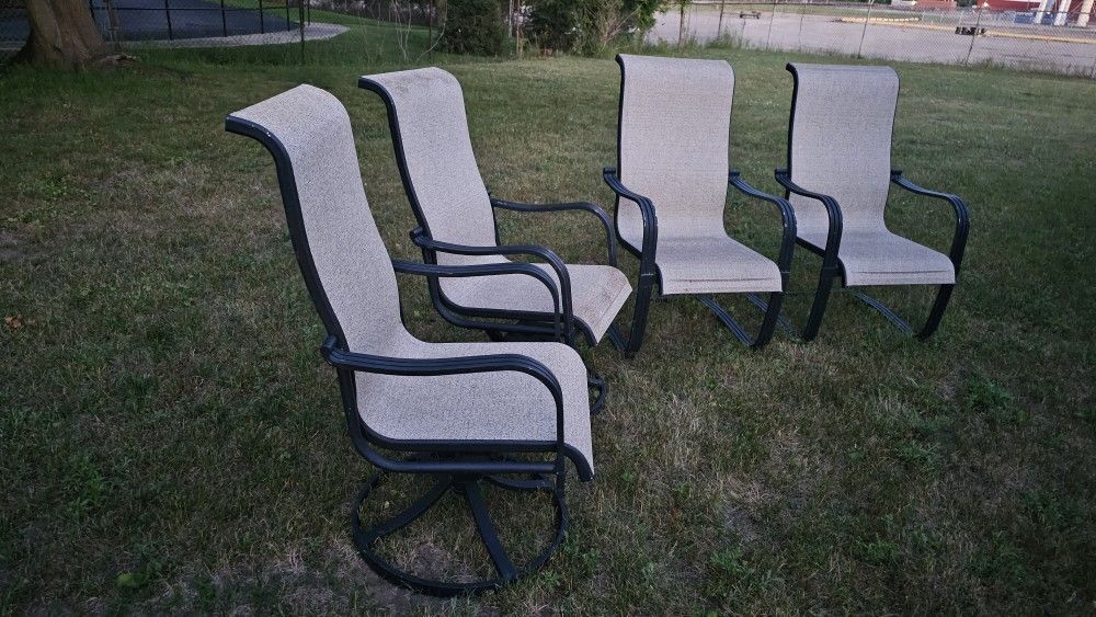 Patio Chair Set with Beige Fabric -  4 piece