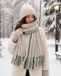 Warm Wool Scarf - Hand knitted