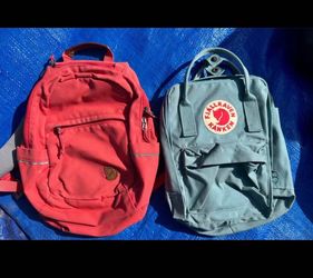 Fjallraven Kanken Mini and red small backpack