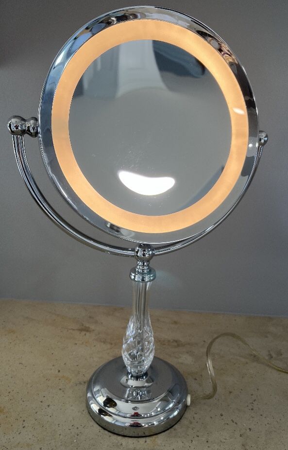 Super Large Freestanding Electric Makeup Vanity Mirror with Light and Magnifying Glass
