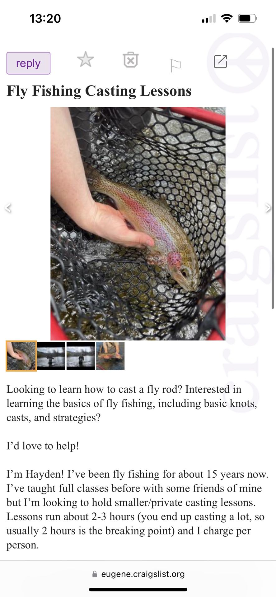 Fly Fishing casting lessons