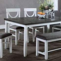 Brand New Modern Dining 6 PCs Set White/gray
