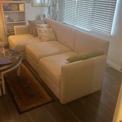 White Leather Couch wit Storage