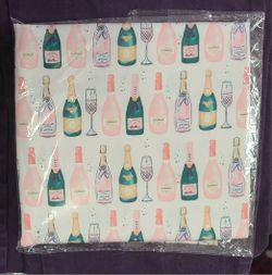 Champagne Print Satin Zip Pillowcase NEW
