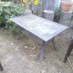 Patio Table Small Wicker Glass