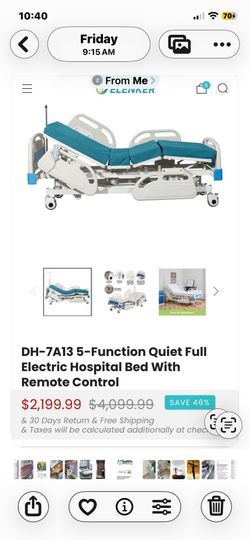 Electric Hospital  Bed with Mattress & IV Pole.