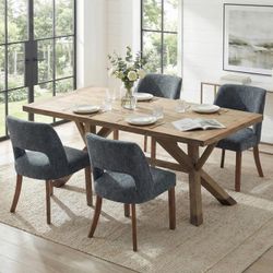 keoni Wooden Dining Chairs Set of 4, Mid Century Modern Upholstered Dining Room Chairs with