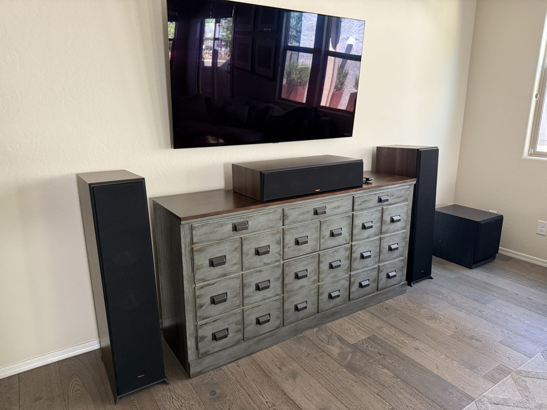 Pottery Barn Clerks Media Console Table Rustic Home Theater