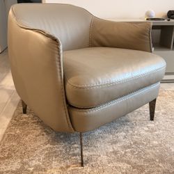 Modani Enzo Genuine Leather Accent Chair – Taupe