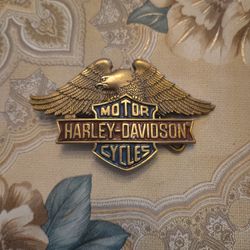 Vintage Harley Davidson Buckle 1983 Baron Solid Brass Eagle Wings Shield