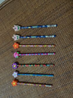 Large decorative eraser topped pencils
