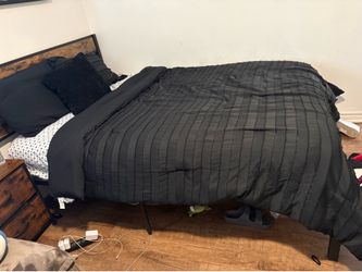 Industrial Wood and Metal Bed Frame