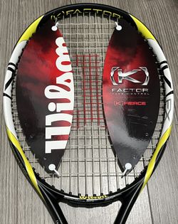 Brand New Never Used Wilson (K) Factor (K) Fierce FX Tennis Racket 105 Sq In Racquet 4 3/8” Grip