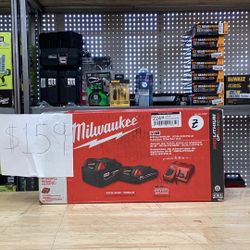 Milwaukee M18 18-Volt Lithium-Ion Starter Kit with One 5.0 Ah and One 2.0 Ah Battery and Charger
