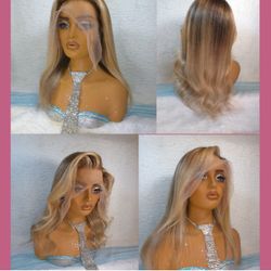 ✨18 In Layered Unique Blonde Ombre Dark Root Lace Wig Fast Ship ✨ 11x6