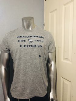 New with tags A& F printed logo graphic tee heather grey and blue size XXL.