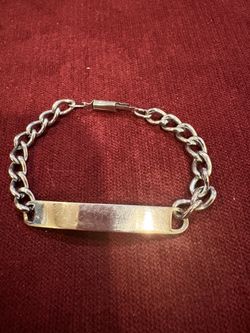 Unisex Vintage Sterling Name ID ( Blank) Chain Bracelet-6”