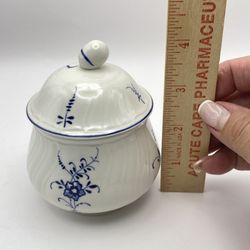 Villeroy & Boch Vieux Luxembourg Covered Sugar Blue and White Porcelain Floral Motif 