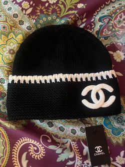 Black and white beanie