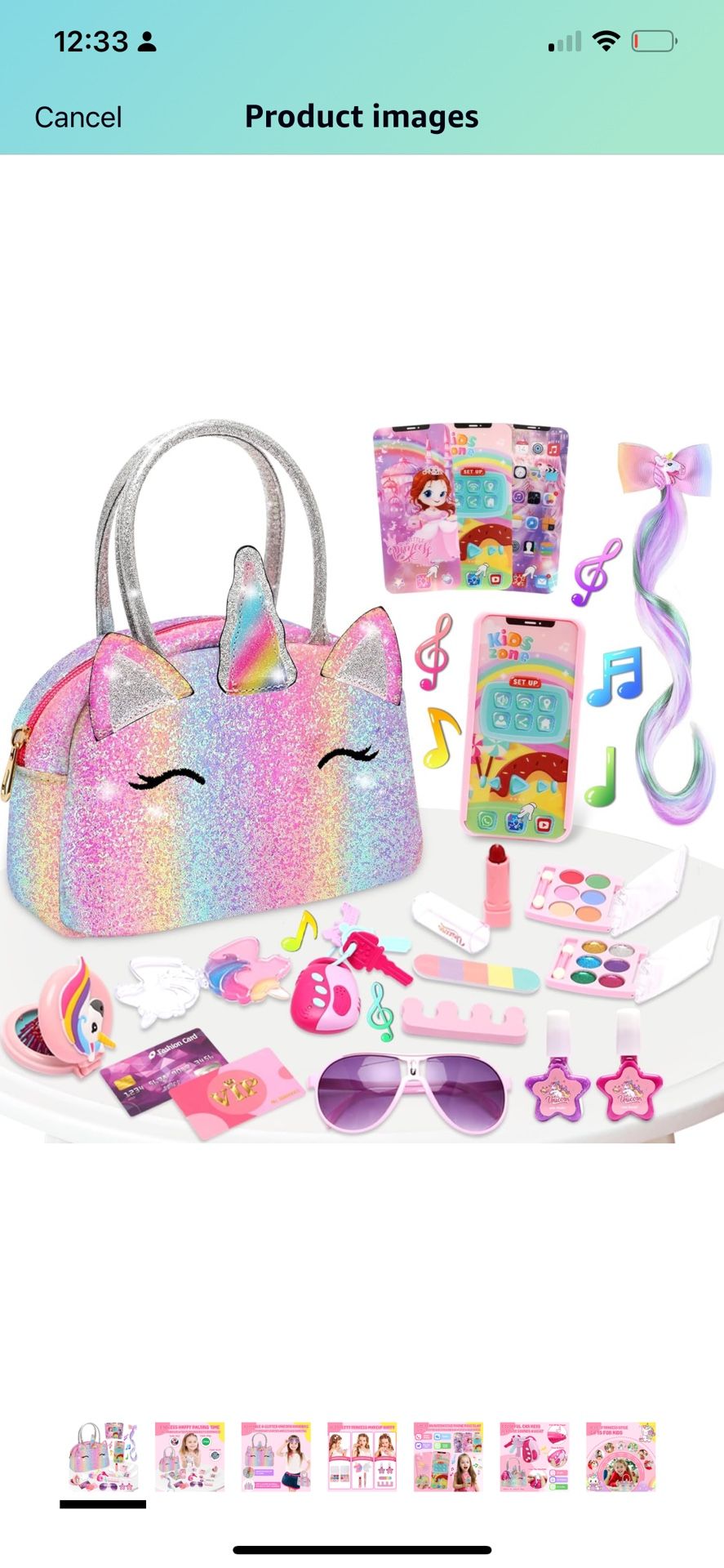 Unicorn Purse Toys-for-Girls,Real Washable Kids Makeup Kit for Girl,Toddler-Toys for 3 4 5 6 7 8 9 10 Year Old Girls Princess Dresses,Kids Toys,Unicor