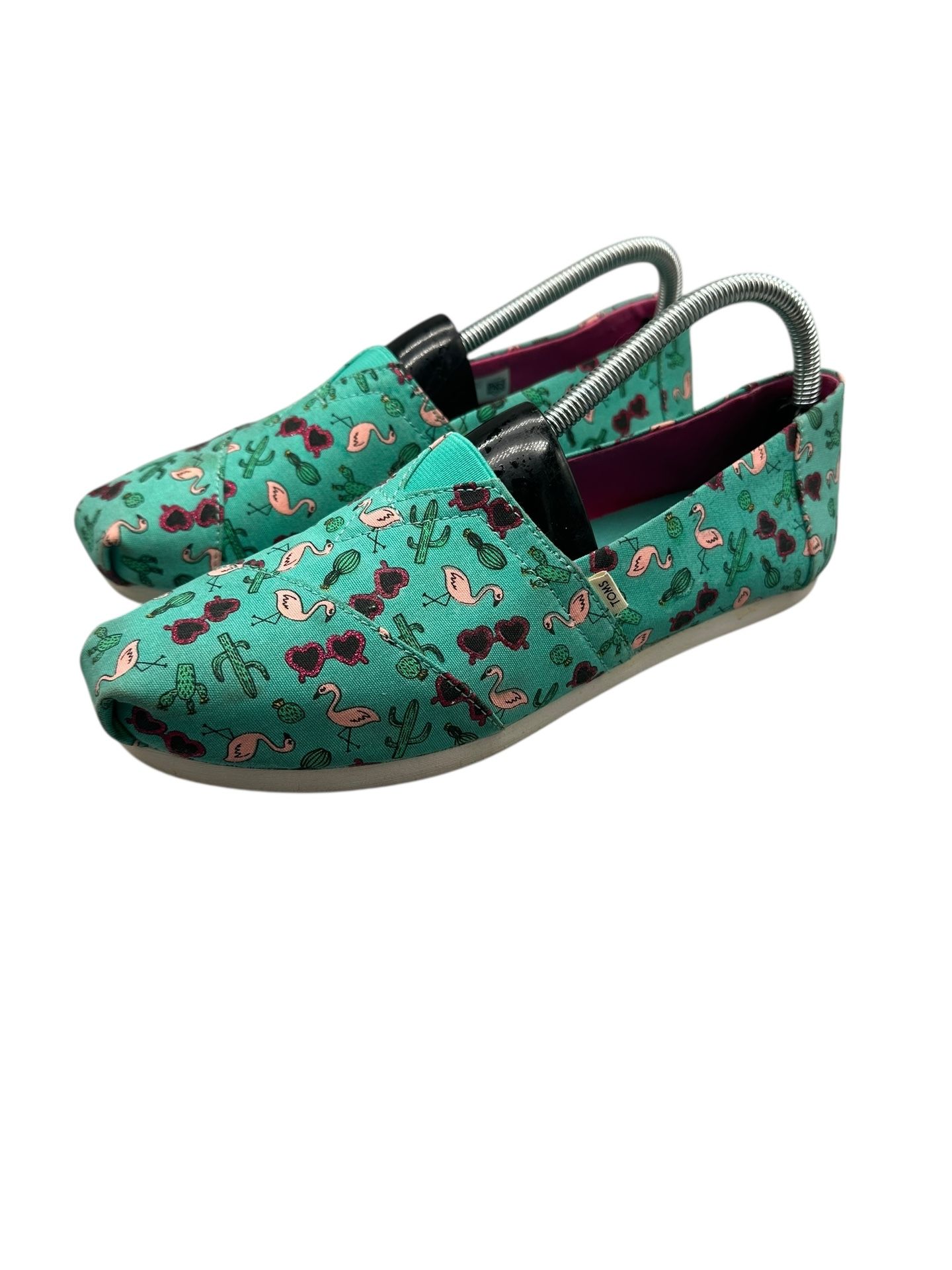 Toms Turquoise Summer Vacation Alpargata Print Flats Size 9.5 Shoes Canvas