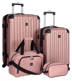 Brand New w/ Tags! Travelers Club Midtown 4-Pc. Hardside Luggage Set Suitcase Rose Gold