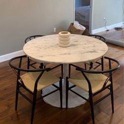 White Marble Tulip Dining Table 47”