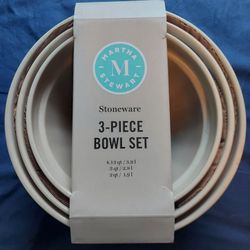 3 Piece Stoneware Bowl Set Martha Stewart 