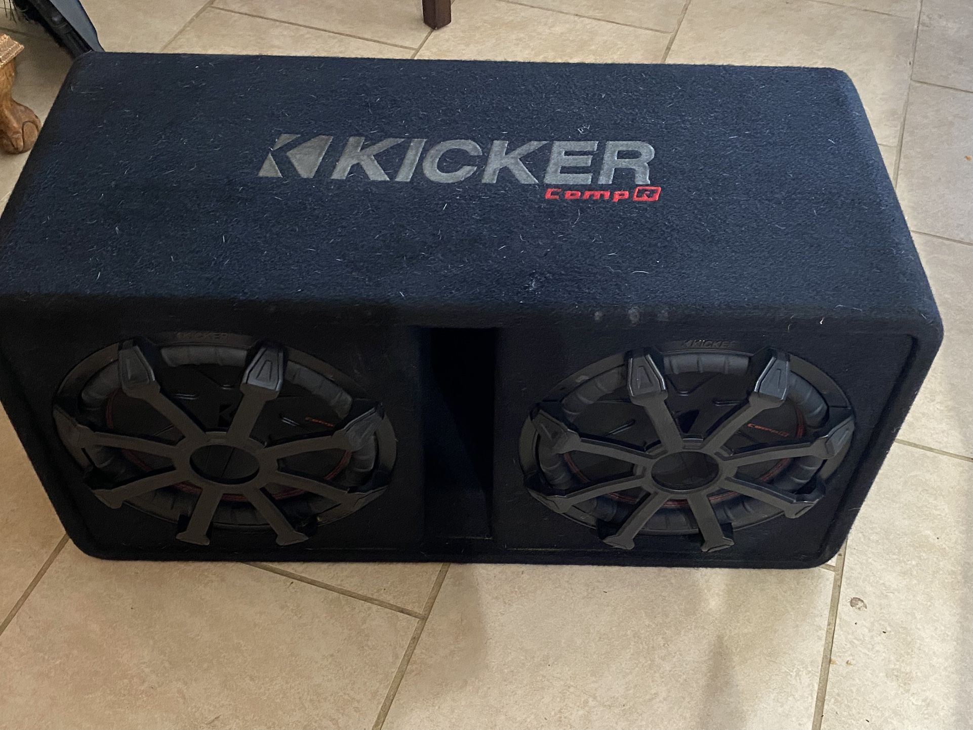 Two 12” Kicker Comp R Woofers In Ported Kicker Box With Covers