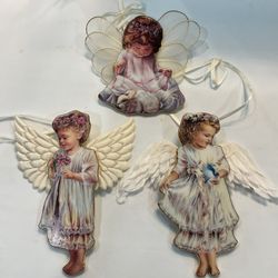 1998 The Bradford Editions Heaven’s Little Angels Ornament Collection Set of 3