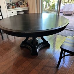 RH 60” Black Round Dining Table