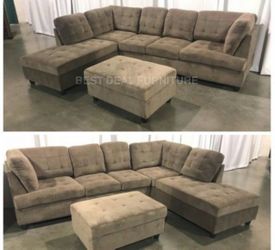 Brown Sectional + Storage Ottoman  — Left or Right Chaise — Delivery Available