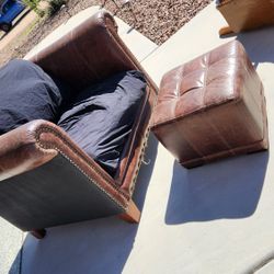 Leather Chair And Ottoman