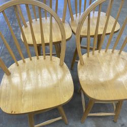 4 Solid Wood Swivel Barstools 48” height 